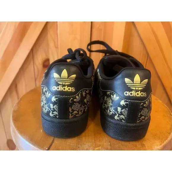 Adidas Superstar II Mens Casual Shoes 077611 SIZE 7 BLK/GOLD